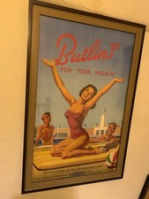Framed Original 1950’s British Railways Poster Advertising Butlins Holiday Camp