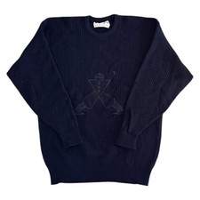 Pringle Nick Faldo Golf Knit Jumper 100% Pure Wool Scotland Blue Mens Medium