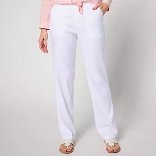 Nydj white linen flowy - linen, pants