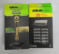 Gillette Labs with Exfoliating Bar Razor - Black/Gold & Gillette Labs 10 Blades