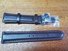 Mens Brown Leather Watch Strap, deployment Clasp, 20mm Ends, NOS #R26