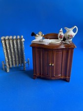 Dolls House Reutter Vanity Unit Porcelain & Wood with Victorian Radiator  1:12