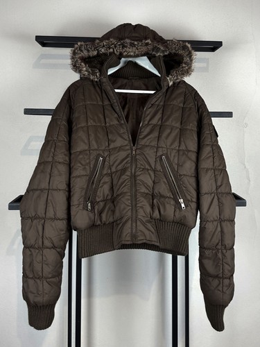 Vintage brown puffer jacket - brown,