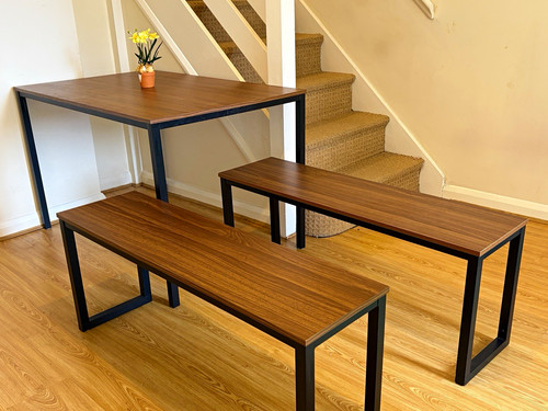 3pc industrial dining table - industrial,