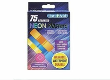 75 Assorted Neon Plasters Latex free Waterproof Colourful Plaster Kids Work