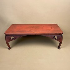 Red wooden oriental low table - red,