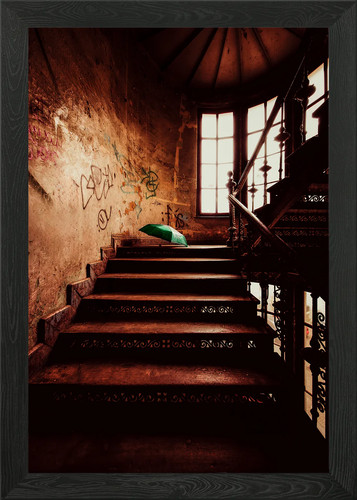Old staircase with - old, green