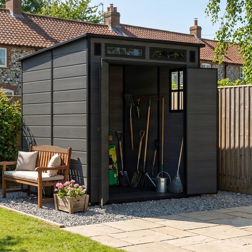 6x6ft grey garden shed - grey,