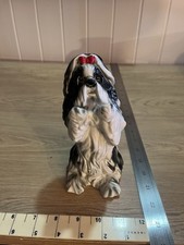 Vintage Ceramic Black & White Shih Tzu Dog Figurine Approx. 6” Tall