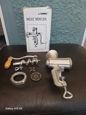 Vintage Style SUNNEX Silver Cast Metal HAND Meat Mincer Blender Wood Handle VGC