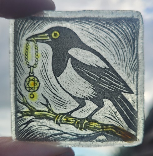 Stained glass magpie bird - stained,