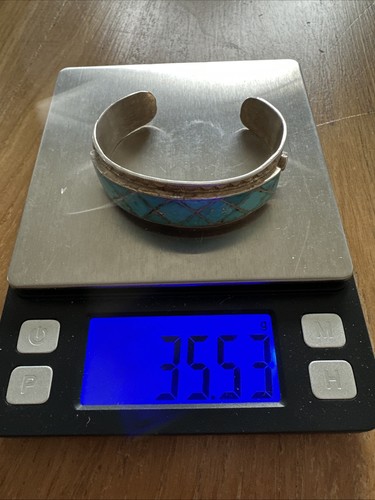 Silver and turquoise bracelet - and,