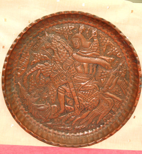 Vintage copper wall plate - wall,