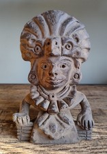 Pre-Columbian Style Peruvian Figural Urn Inca Pottery Clay Vessel Vase Folk Art