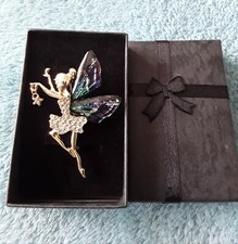 Beautiful  Crystal Fairy Brooch / Pin  With Gift Box