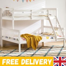 Versatile Milan Triple Bunk Bed in White - Solid Pine with Safety Guard Rails