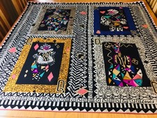 RARE LOUIS FERAUD VINTAGE SILK SCARF.  PACK OF CARDS SUITS!  VGC.  34“ x 34”. #