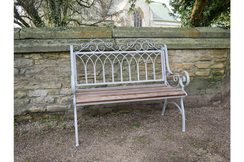 Wood metal garden bench - &,
