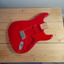 Vintage 2003 Squier  Stratocaster Guitar Body  red partially loaded #3