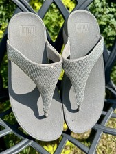 Reduced Fitflop Lulu Silver Crystal Embellish Toe-Post Sandals.RRP £80