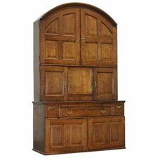 VERY RARE CIRCA 1740 CONTINENTAL ARCHED TOP OAK DRESSER CUPBOARD CABINET DRAWERS
