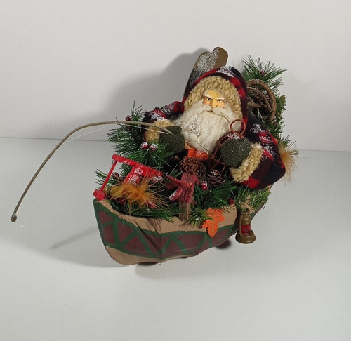 Santa canvas canoe - in, a