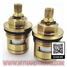 2x Solid Brass Quarter Turn