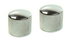 PAIR CHROME METAL KNURLED GUITAR / AMP VOLUME / TONE CONTROL KNOB SUIT TELE ETC