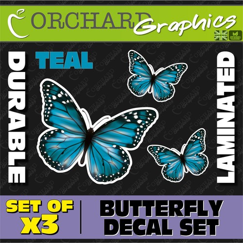 Teal butterfly car van - teal, x3