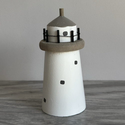 Wooden lighthouse figurine - wooden,