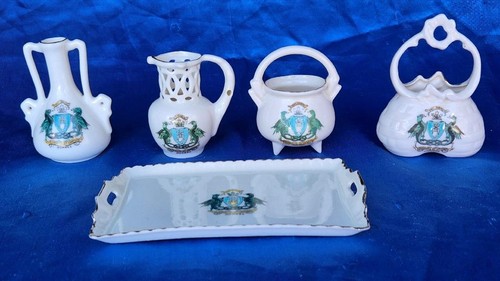 Five items crested - ware, china