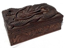 Lovely Wooden Trinket Jewellery Box Asian Oriental Floating Dragon On Lid