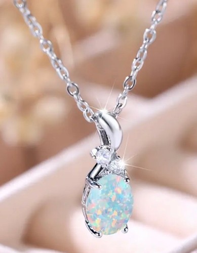 Opal silver tone - opal,