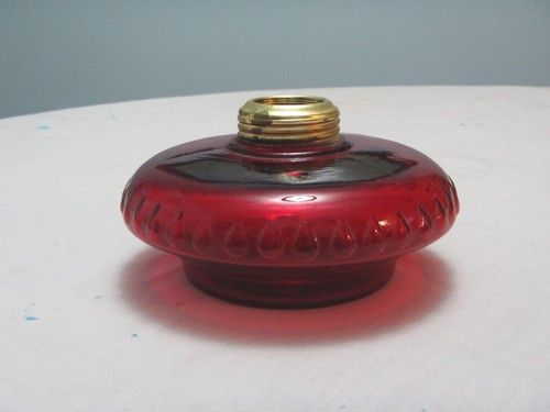 Vintage red glass kerosene oil - kerosene,