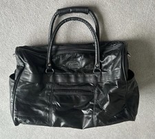 Cotton Traders Unisex Black Patchwork Leather Overnight Weekend Travel Bag GC