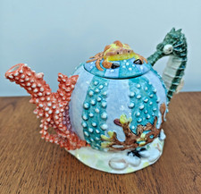 Sea Horse, Crab & Coral Decorative Tea Pot - Staffordshire Fine Ceramics