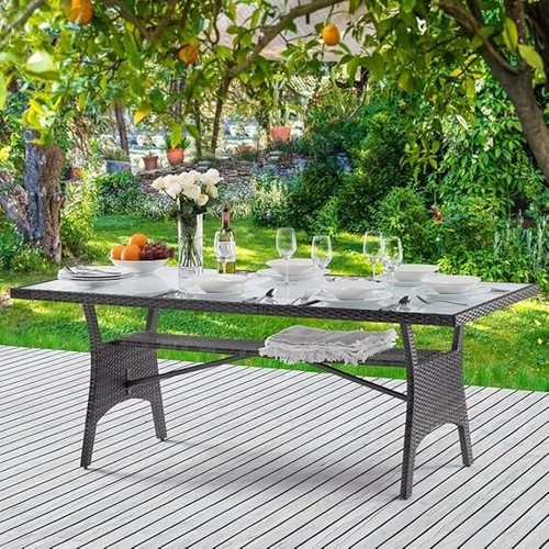 Rattan garden table - garden, 190cm