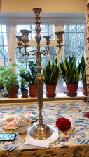 LARGE FLOOR STANDING CANDELABRA CANDLE HOLDERS SILVER COLOUR
