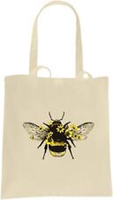 Vintage Bee Natural Cotton Shopper Tote Bag - Cute Artistic Insect Bumble Bee