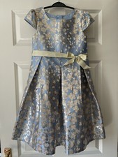 monsoon Petal border jacquard  blue girls wedding dress age 8