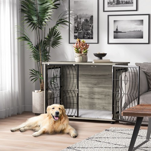Pawhut dog crate furniture end - dog,