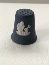 Wedgwood Dark blue jasperware Aquarius thimble in excellent condition .