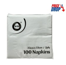 Paper Napkins Party Serviettes Tableware 2 Ply Soft Tissue 33cm Eco-Friendly BBQ