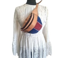Kilim LEATHER Belt Boho Festival Waist Fanny Pack Bum Bag vintage gypsy hippie