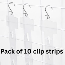 10 Clip Strips - Merchandising Strips - Retail Hanging Strips with metal hooks