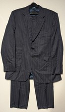 Aquascutum London Men’s Pinstripe 2 Two Piece Suit Navy Blue 48L W30 Wool