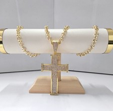Priest Cross Necklace Very Large 9ct Gold XP On 8mm 30" Belcher 