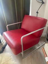 ZANOTTA  Heals Leather  Lounge  chair Steel frame armchair  Red