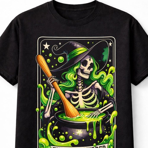 Funny witch skeleton - skeleton, halloween