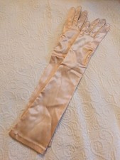 BNWOT DENTS Long Light Gold Satin Evening Gloves Size 7.5